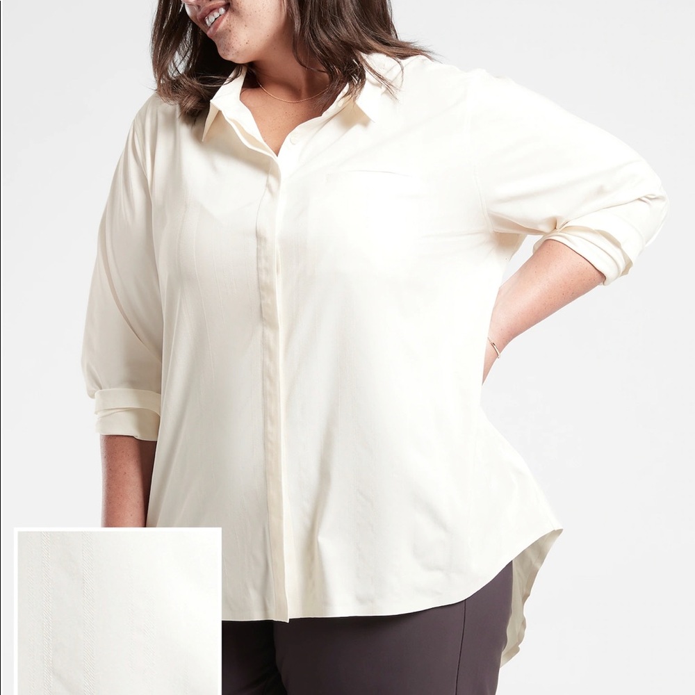 BNWT Athleta Textured Urbanite Top - Off white, 3X
